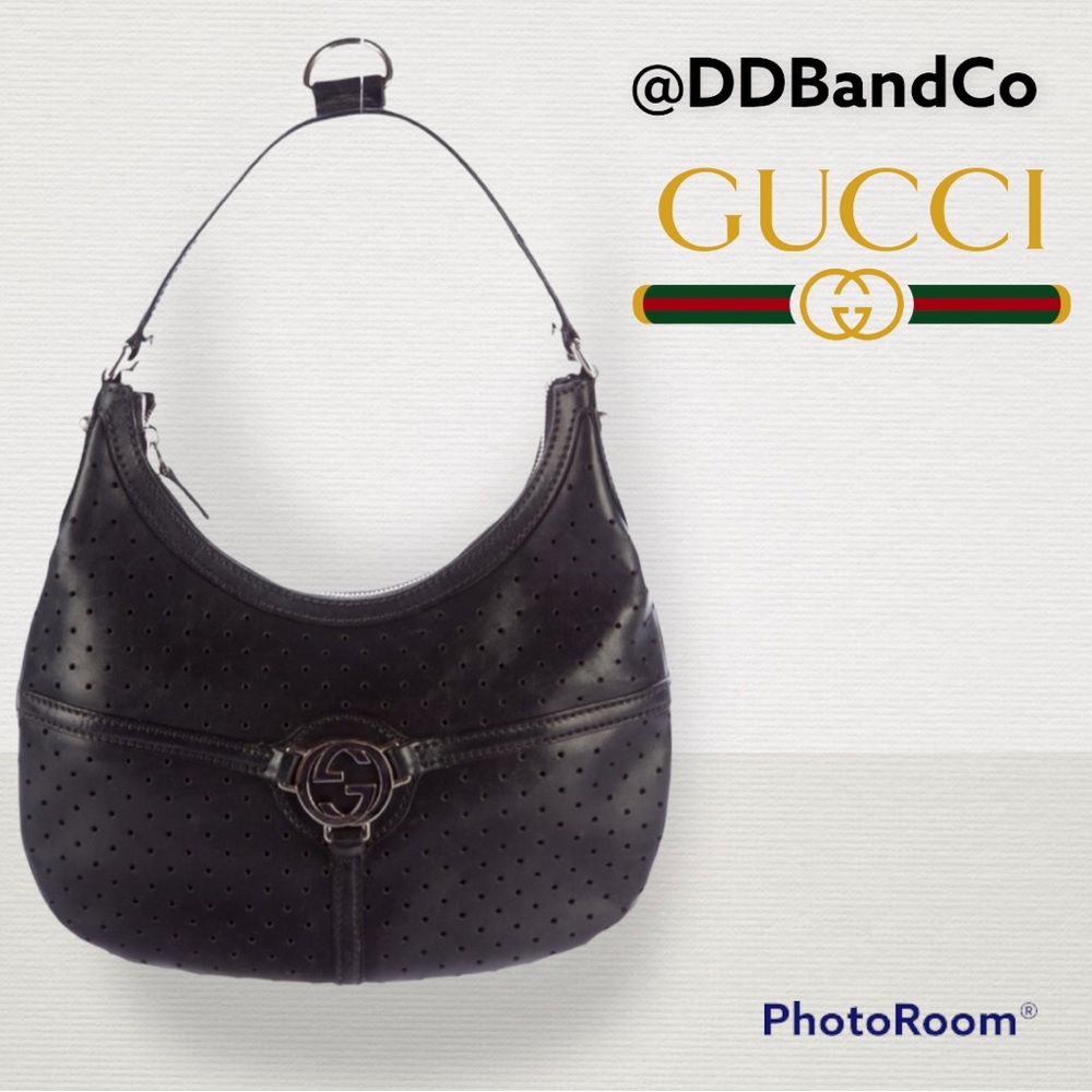 Gucci Perforated Leather Reins Hobo Authentic
